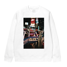 Load image into Gallery viewer, &quot;Tiger Hood - Tough Town for a Clown&quot; Crewneck Sweatshirt in Black, White and Grey

